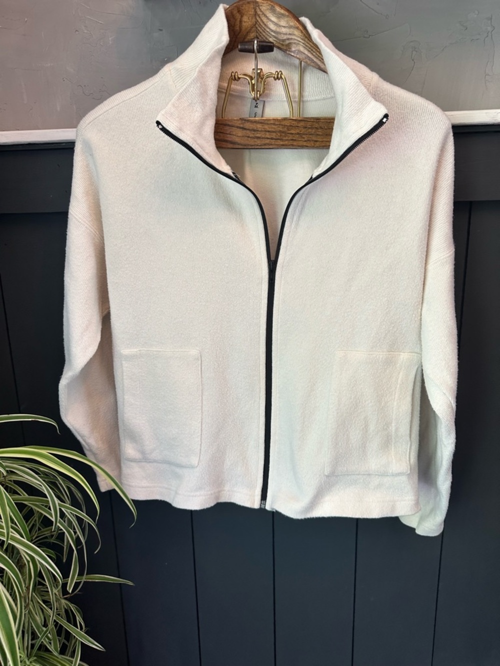 FH Clothing Co Women's Zip Front 100% Cotton Texture Cardigan w Pockets sz XL
